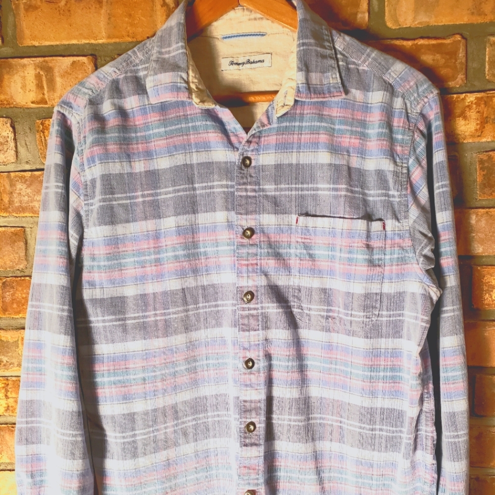 Tommy Bahama Men's LS Button-Down With Very Unique Plaid Coloring, Size M